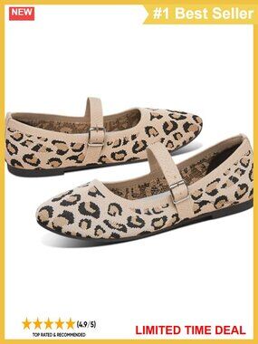 Women Knit Mary Jane Flats Breathable Mesh Strap Round Toe Ballet Shoes